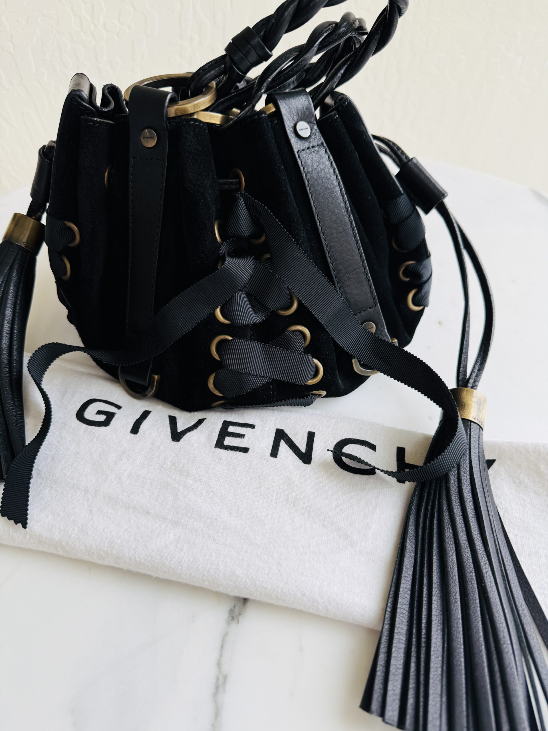 Archival Givenchy Pumpkin Corset Lace-Up Tassel Bag